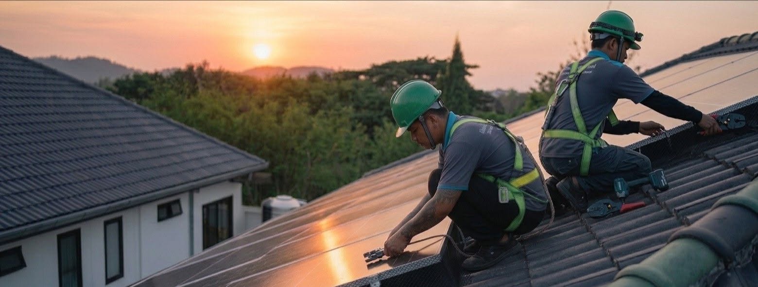 Solar panels on a roof in Hua Hin