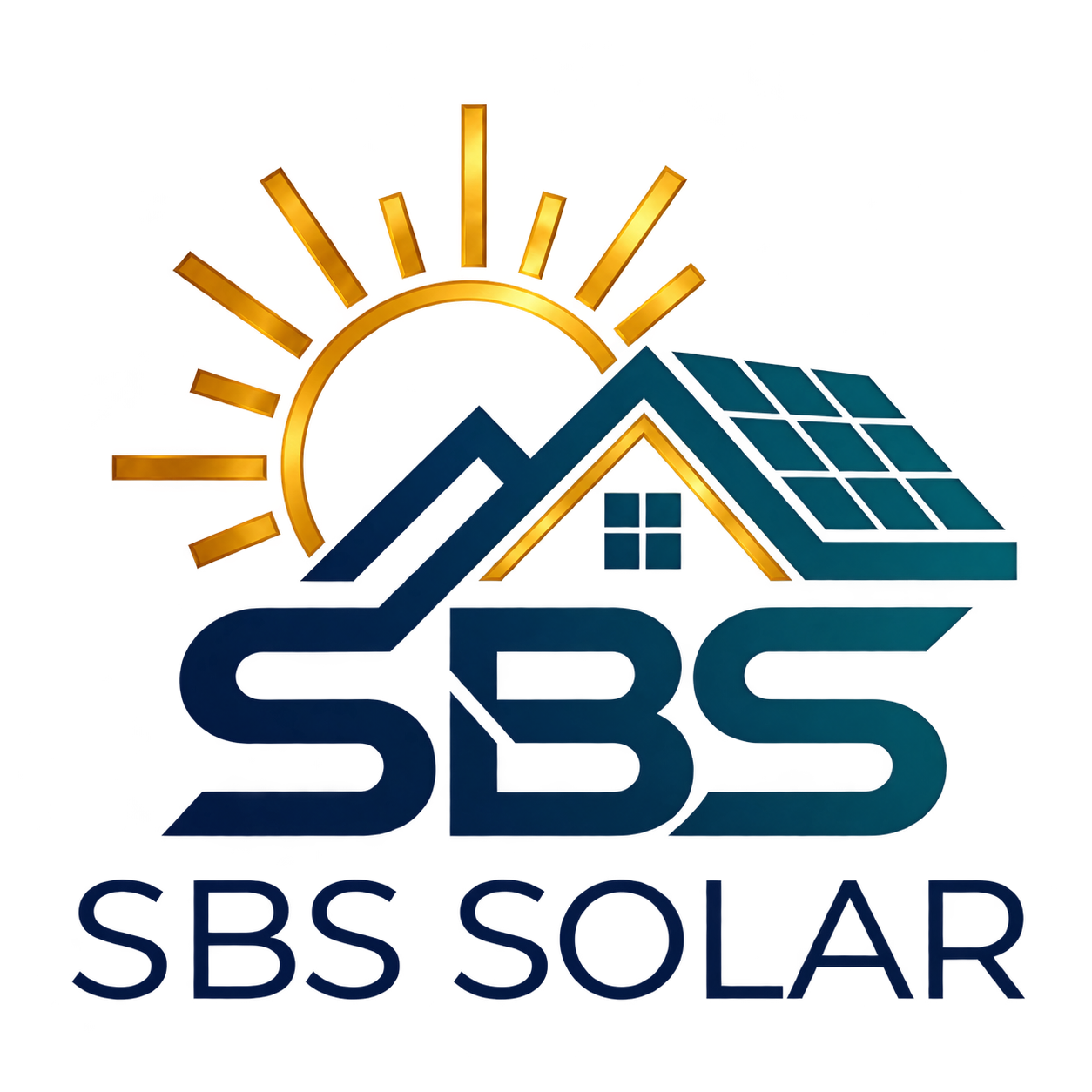 SBS Solar — gold sun, roof and solar panel
